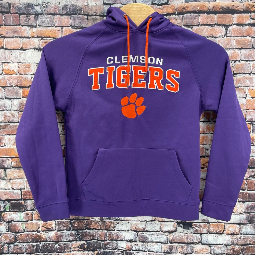 Colosseum Clemson Tigers Mens Small Purple Performance Fleece Hoodie RN114156